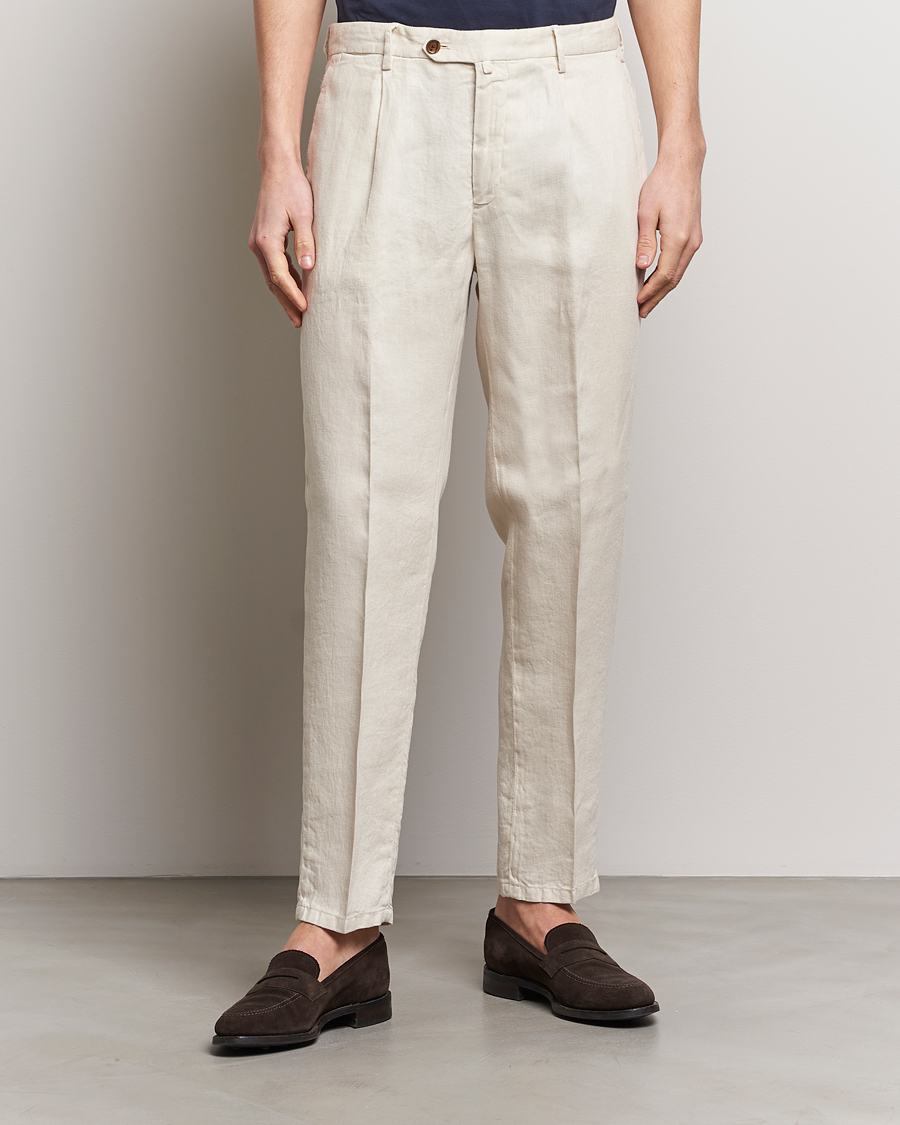 Herren | Leinenhosen | Briglia 1949 | Pleated Linen Trousers Beige