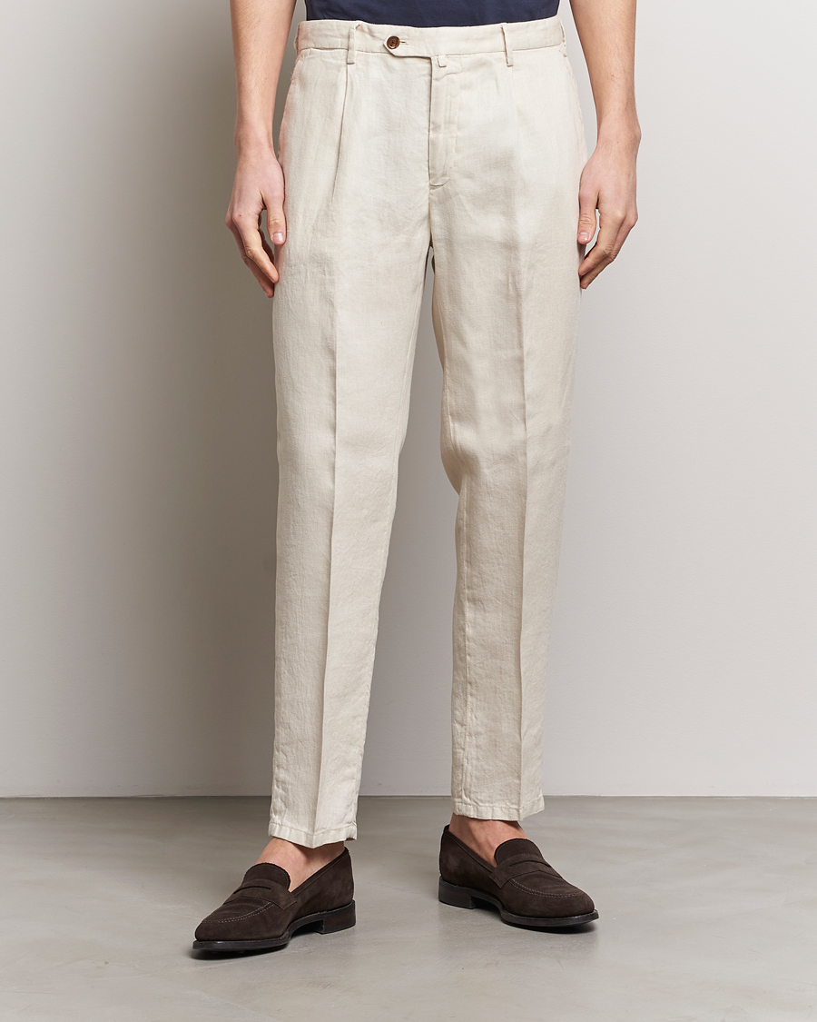 Herren | Kategorie | Briglia 1949 | Pleated Linen Trousers Beige