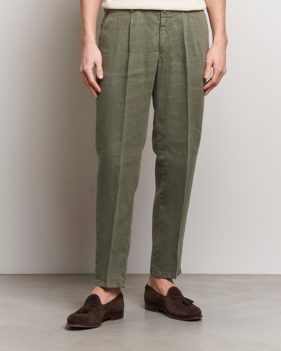 Herren | Kategorie | Briglia 1949 | Pleated Linen Trousers Olive