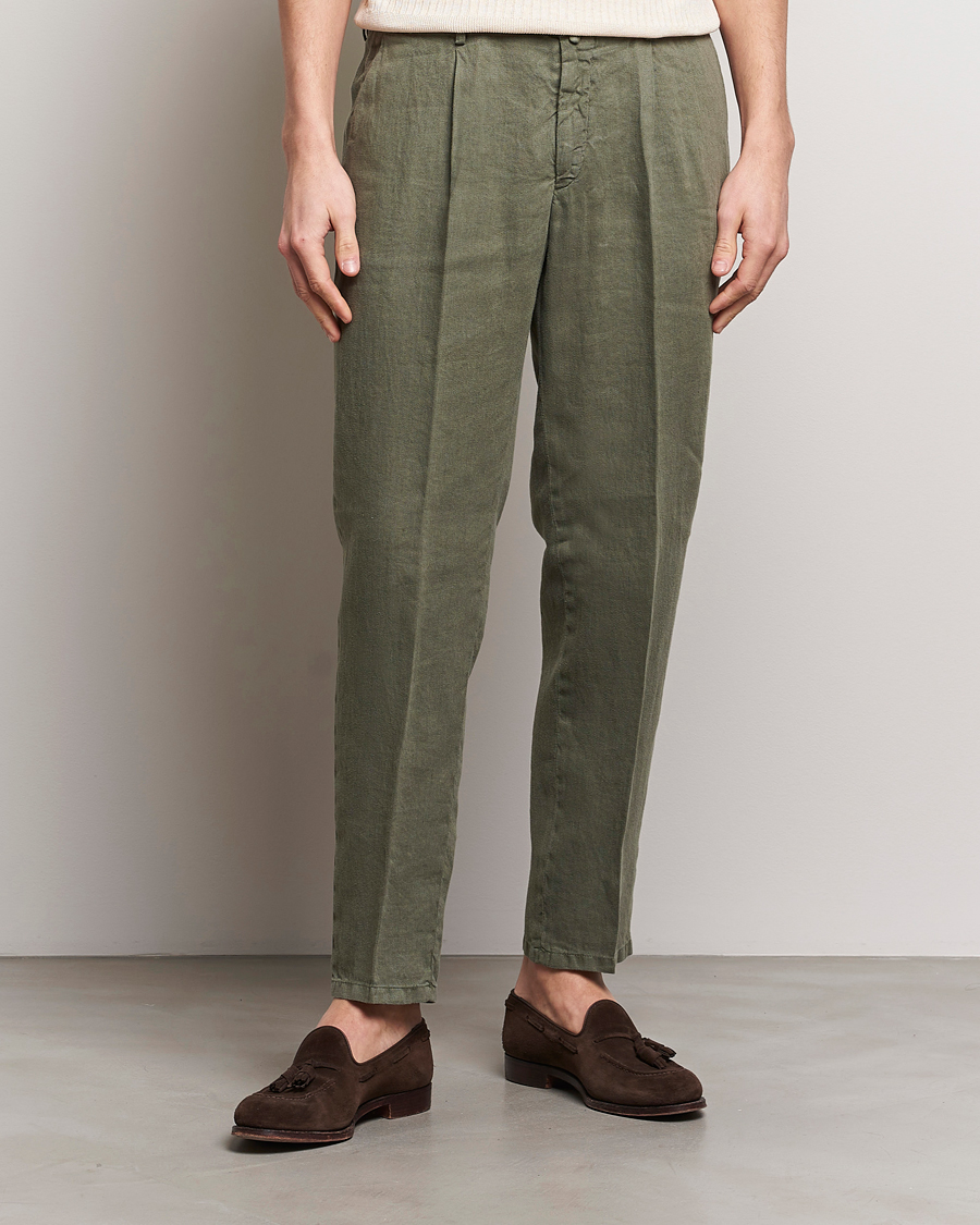 Herr |  | Briglia 1949 | Pleated Linen Trousers Olive