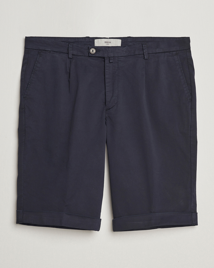 Herren | Shorts | Briglia 1949 | Pleated Cotton Shorts Navy