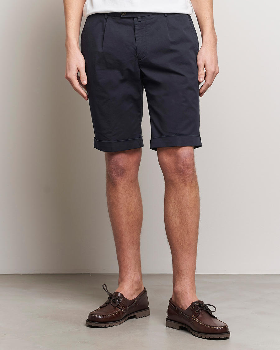 Herren | Chinoshorts | Briglia 1949 | Pleated Cotton Shorts Navy