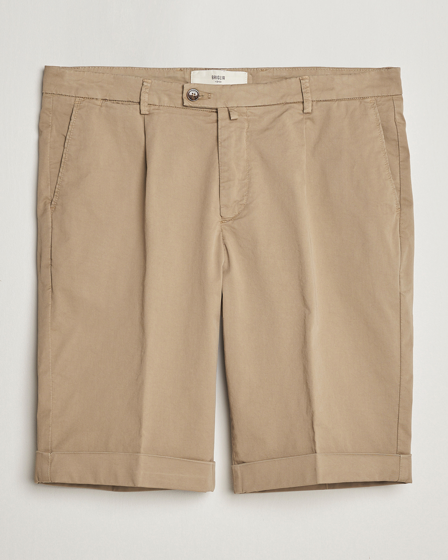 Herren | Shorts | Briglia 1949 | Pleated Cotton Shorts Taupe