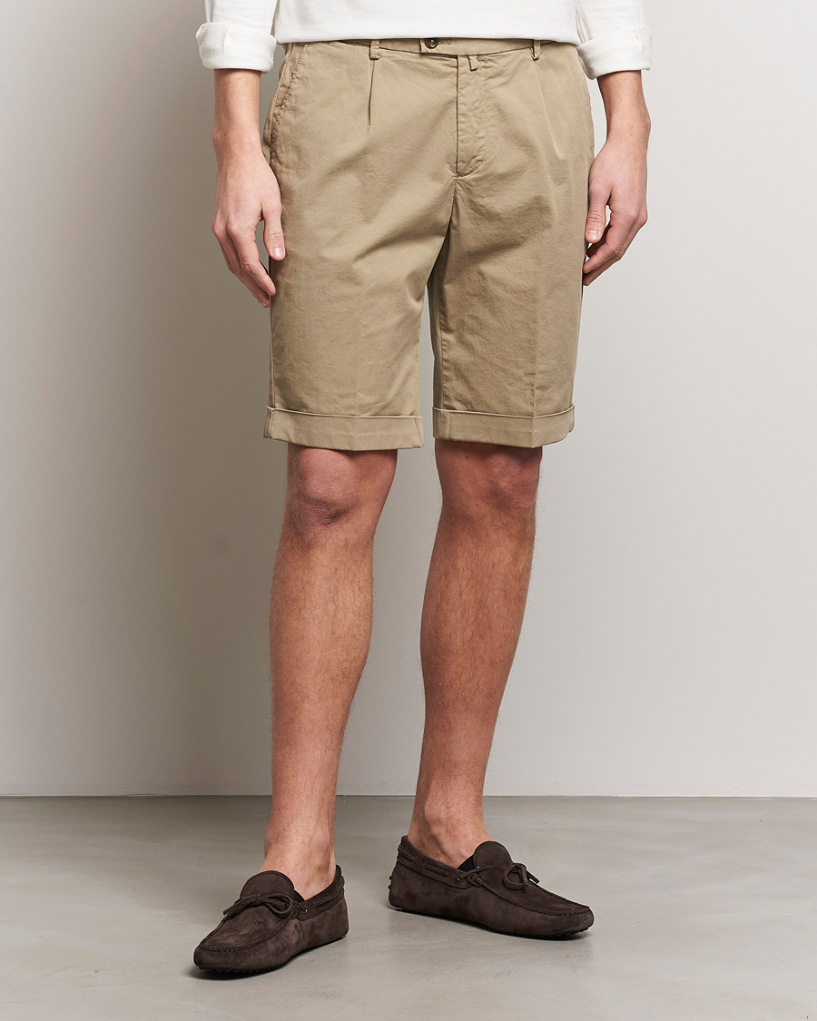 Herren | Italian Department | Briglia 1949 | Pleated Cotton Shorts Taupe