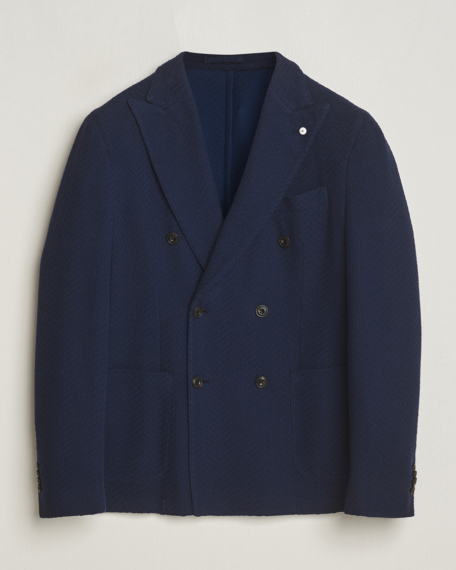 Herren | Sakkos | L.B.M. 1911 | Double Breasted Jersey Punto Blazer Navy