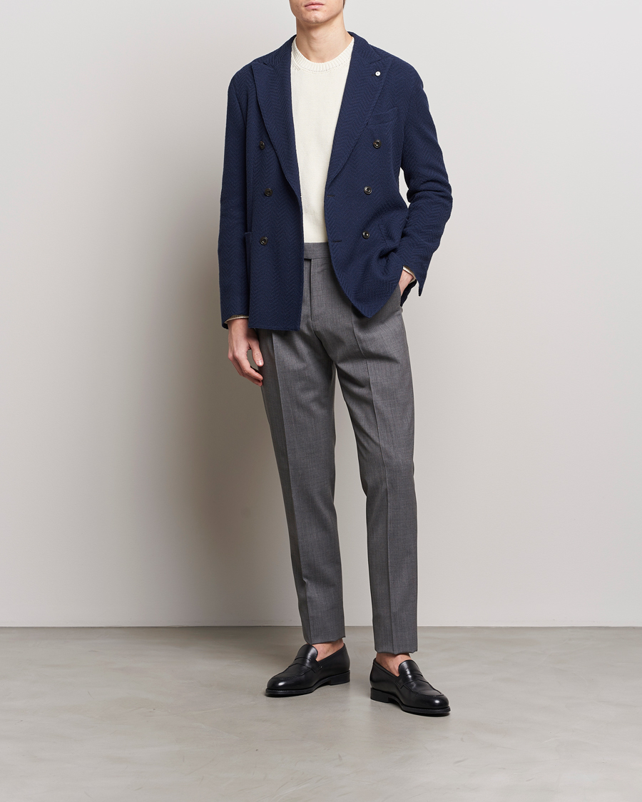 Herren | Sakkos | L.B.M. 1911 | Double Breasted Jersey Punto Blazer Navy