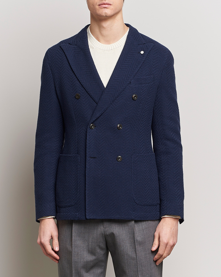 Herr | Stickade kavajer | L.B.M. 1911 | Double Breasted Jersey Punto Blazer Navy