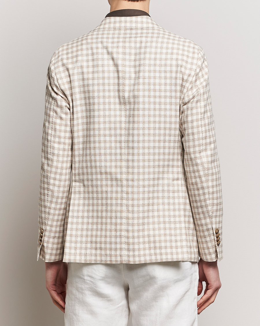 Herren | Sakkos | L.B.M. 1911 | Checked Cotton Peak Lapel Blazer Beige