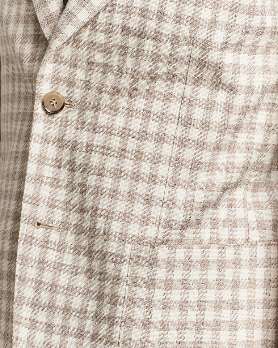 Herren | Sakkos | L.B.M. 1911 | Checked Cotton Peak Lapel Blazer Beige