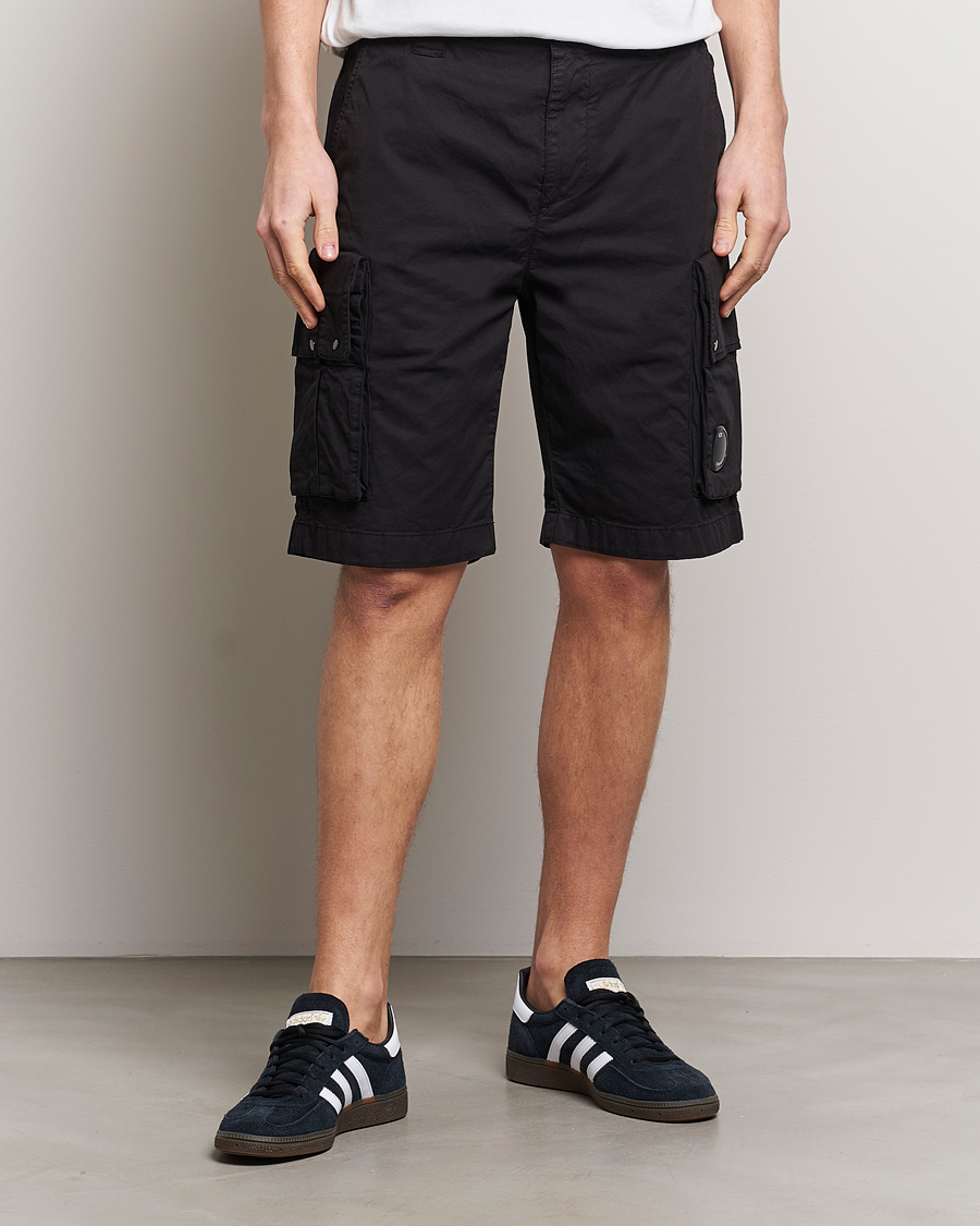 Men | Cargo Shorts | C.P. Company | Twill Stretch Cargo Shorts Black