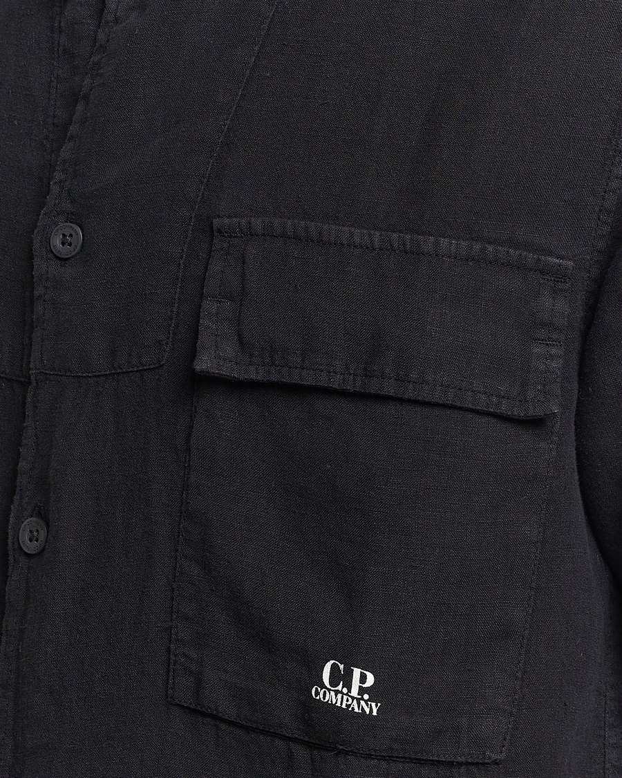 Herren | Hemden | C.P. Company | Short Sleeve Linen Shirt Black