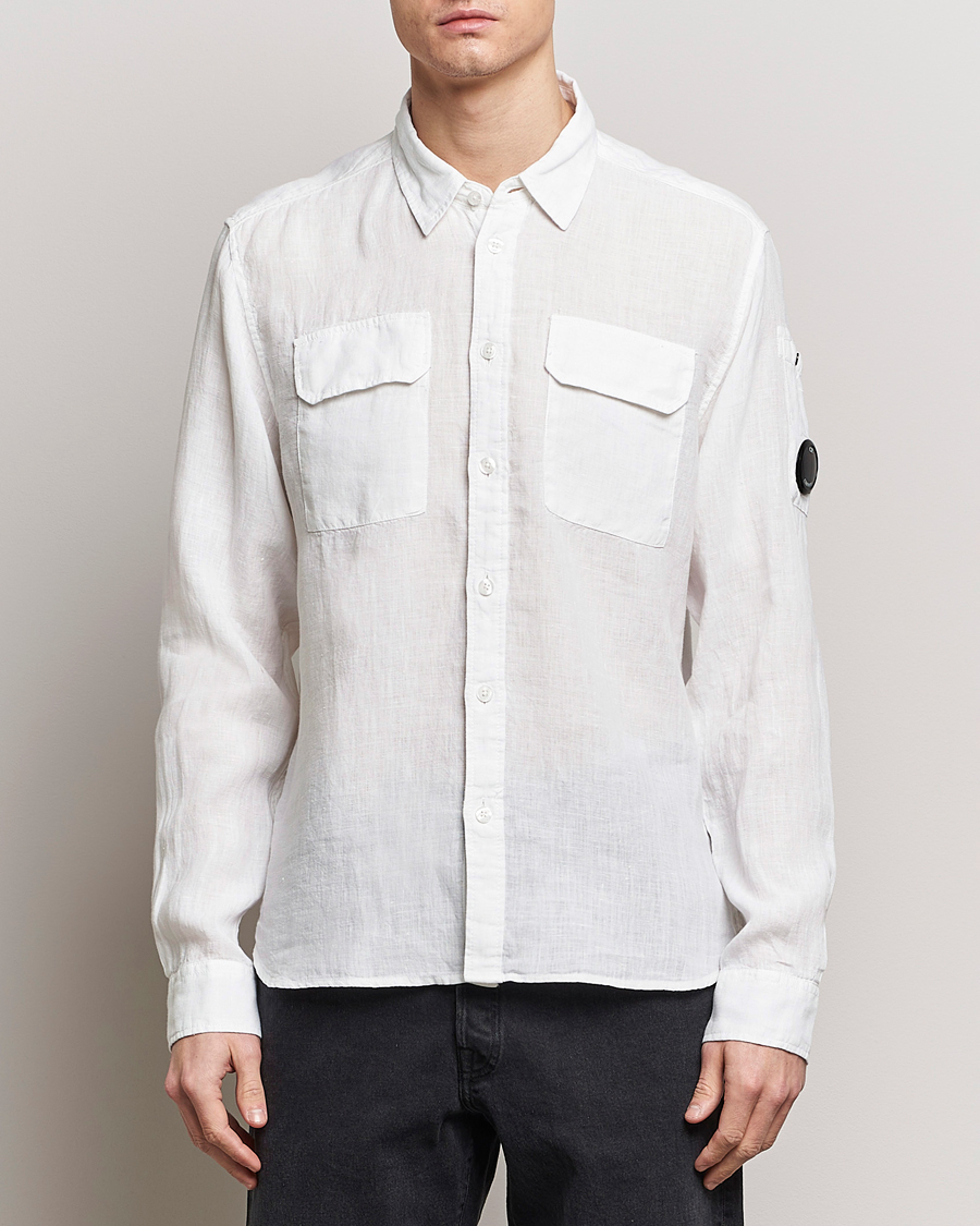 Herr | C.P. Company | C.P. Company | Long Sleeve Linen Shirt White