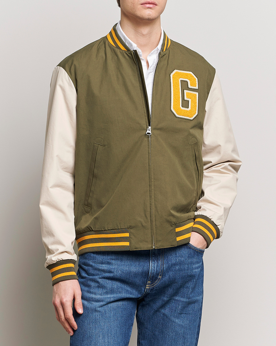 Herr | GANT | GANT | Light Varsity Jacket Green/Soft Oat