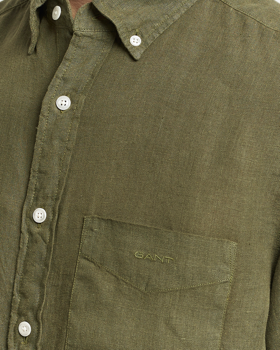 Herren | Hemden | GANT | Regular Fit Garment Dyed Linen Shirt Juniper Green