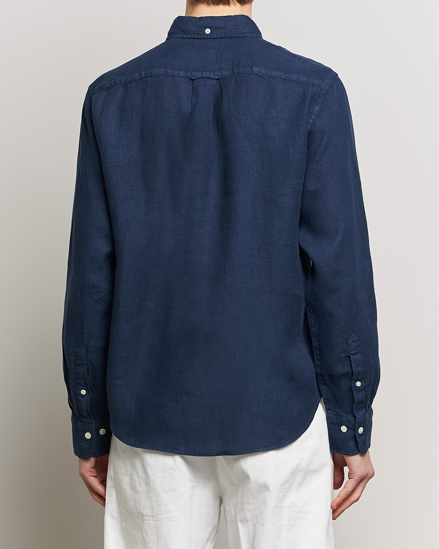 Herren | Hemden | GANT | Regular Fit Garment Dyed Linen Shirt Marine