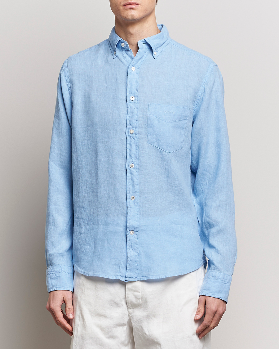 Herren | Freizeithemden | GANT | Regular Fit Garment Dyed Linen Shirt Capri Blue