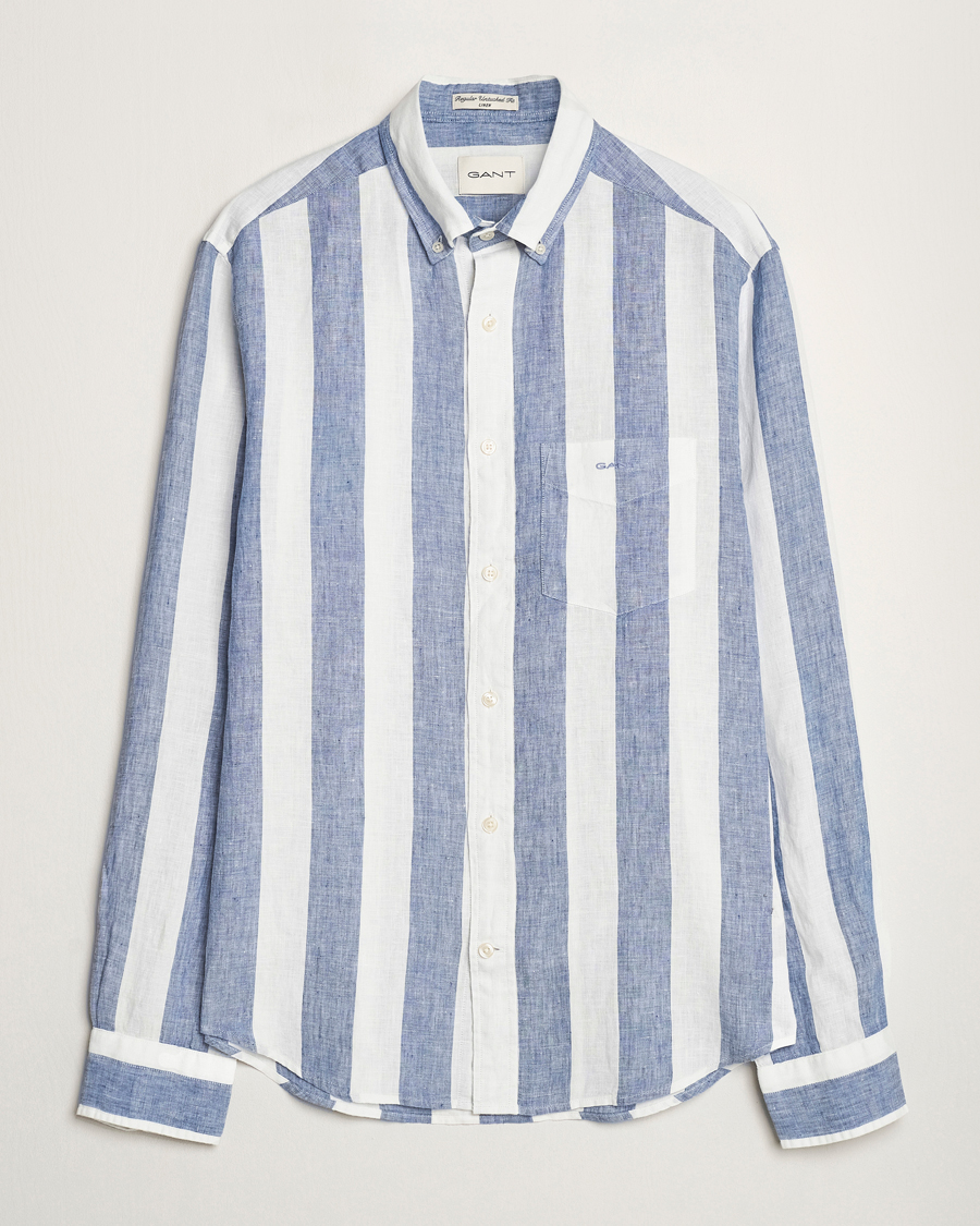 Herren | Hemden | GANT | Regular Fit Bold Stripe Linen Shirt Blue/White