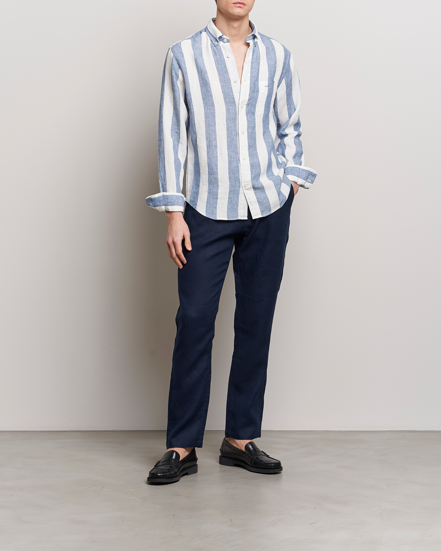 Herren | Hemden | GANT | Regular Fit Bold Stripe Linen Shirt Blue/White