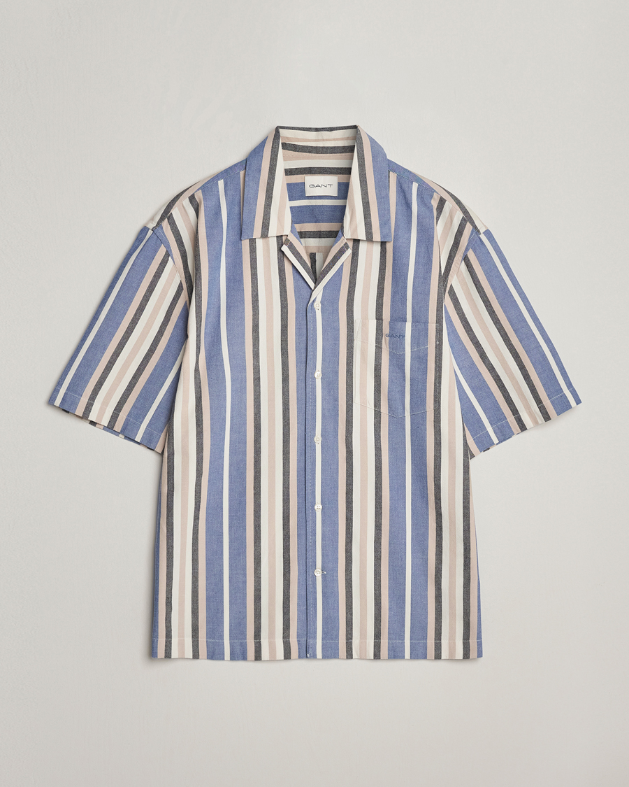 Herren | Hemden | GANT | Relaxed Fit Wide Stripe Short Sleeve Shirt Rich Blue