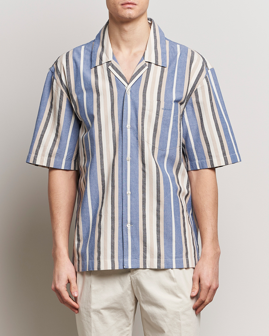 Herren | GANT | GANT | Relaxed Fit Wide Stripe Short Sleeve Shirt Rich Blue