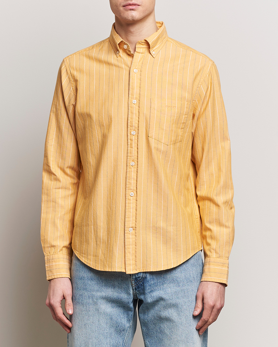 Herren | Neu im Onlineshop | GANT | Regular Fit Archive Striped Oxford Shirt Medal Yellow