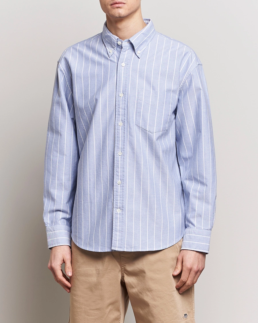 Herren | Preppy Authentic | GANT | Relaxed Fit Heritage Striped Oxford Shirt Blue/White