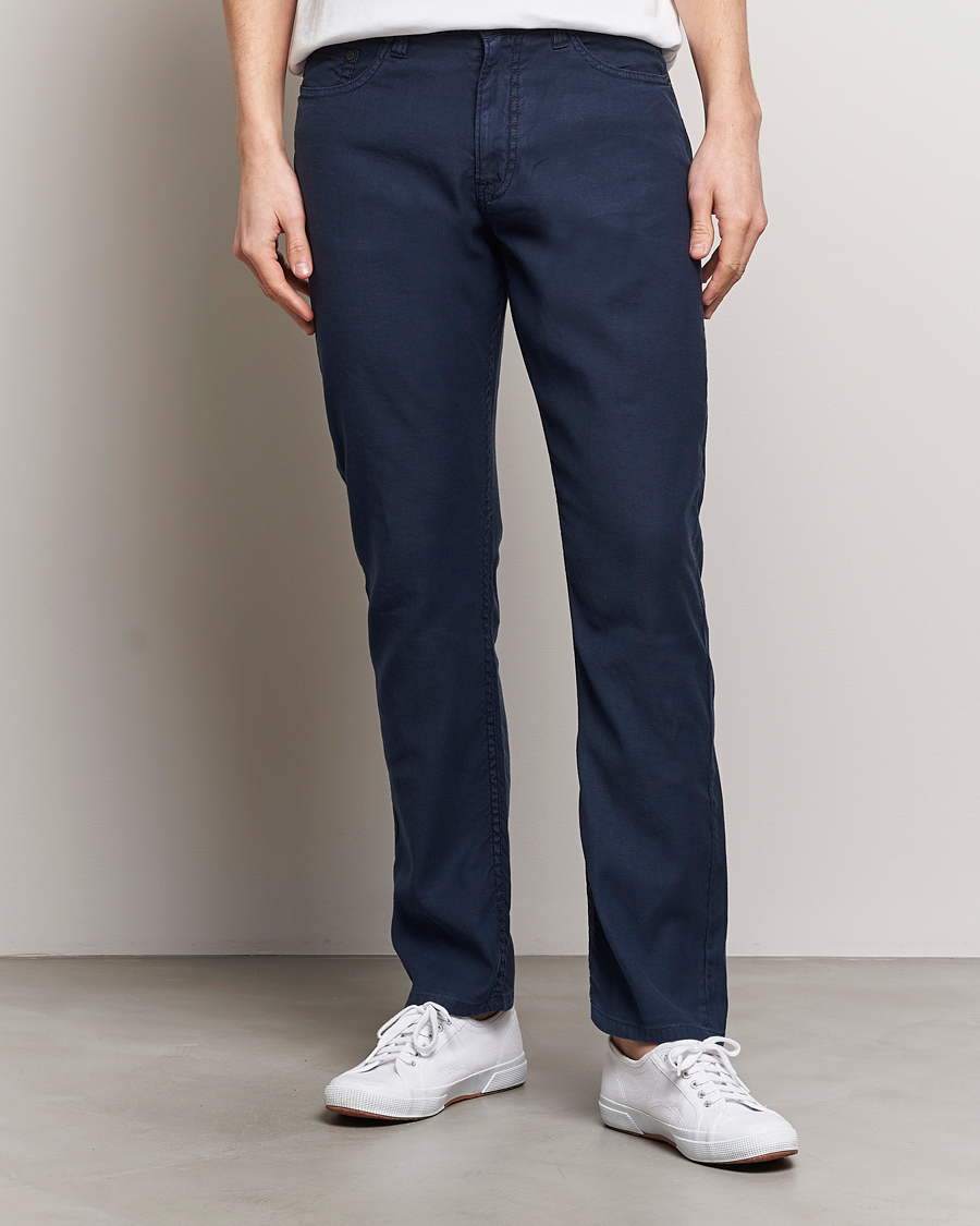 Herren | Preppy Authentic | GANT | Cotton/Linen 5-Pocket Trousers Marine