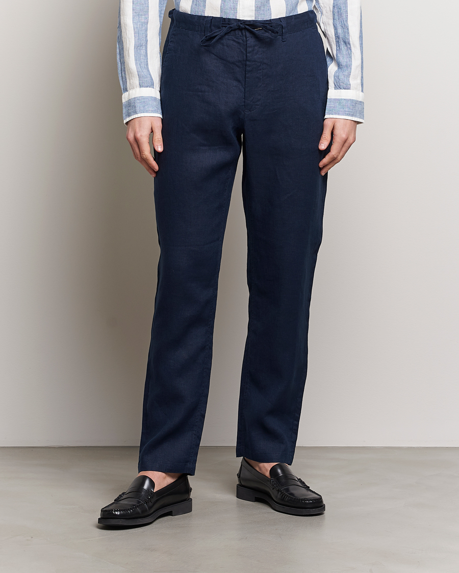 Herren | Hosen | GANT | Relaxed Linen Drawstring Pants Marine