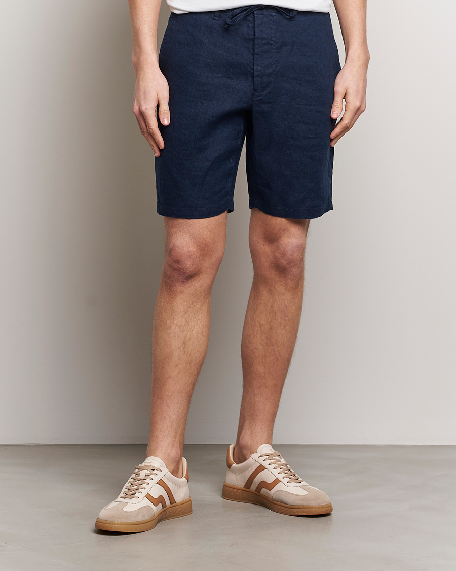 Herren | Preppy Authentic | GANT | Relaxed Linen Drawstring Shorts Marine