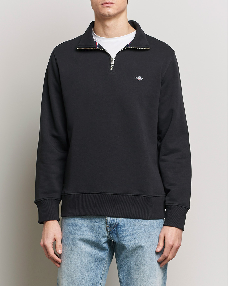Herren | Pullover | GANT | Original Shield Half Zip Sweater Black