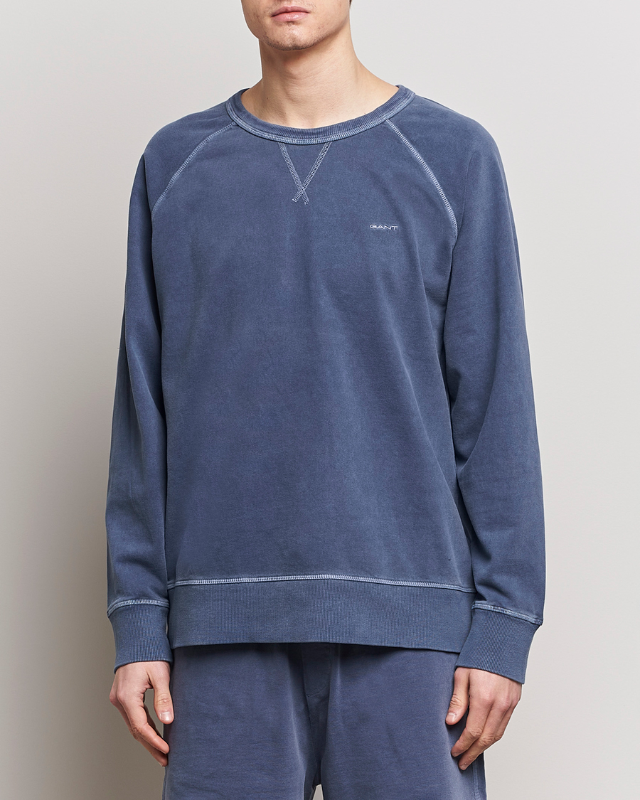 Herren | Sweatshirts | GANT | Sunbleached Crew Neck Sweatshirt Dusty Blue Sea