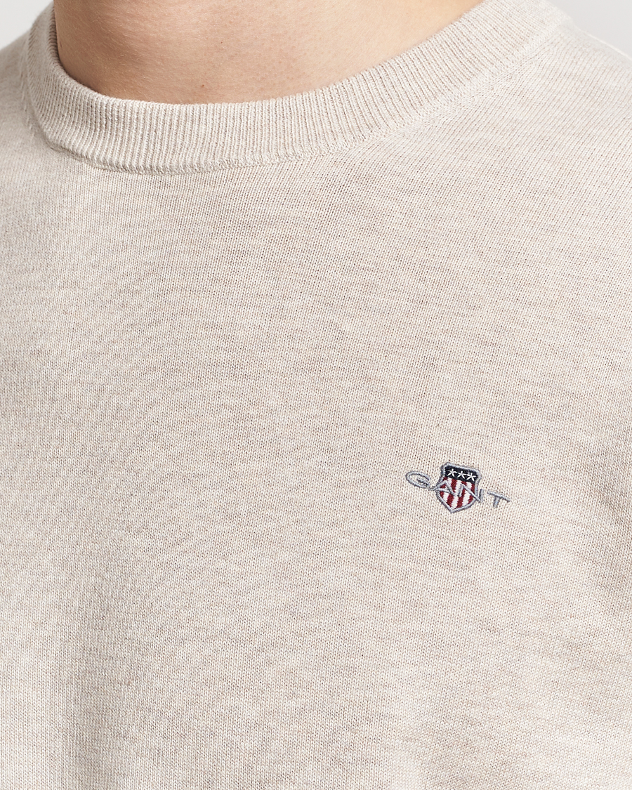 Herren | Pullover | GANT | Classic Cotton Crew Neck Light Beige Melange