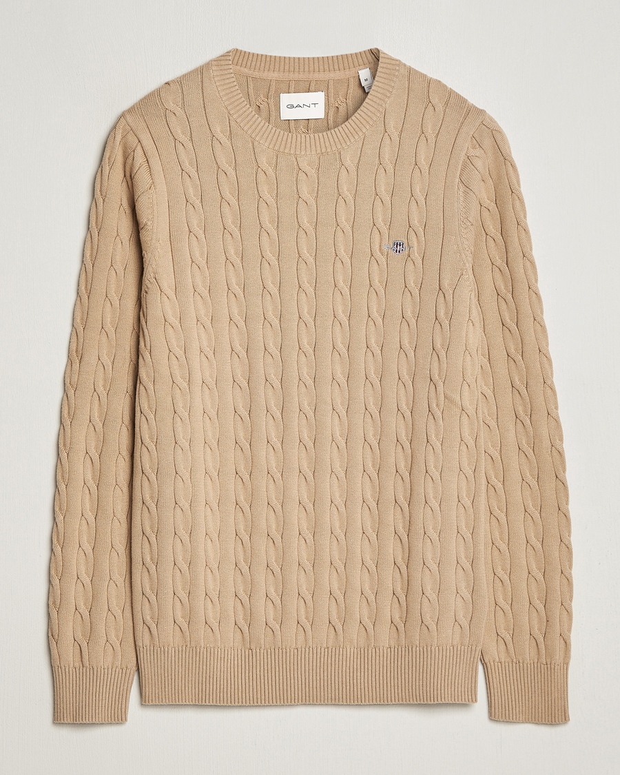 Herren | Pullover | GANT | Cotton Cable Crew Neck Pullover Dark Khaki