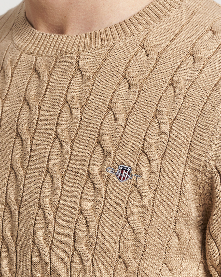 Herren | Pullover | GANT | Cotton Cable Crew Neck Pullover Dark Khaki
