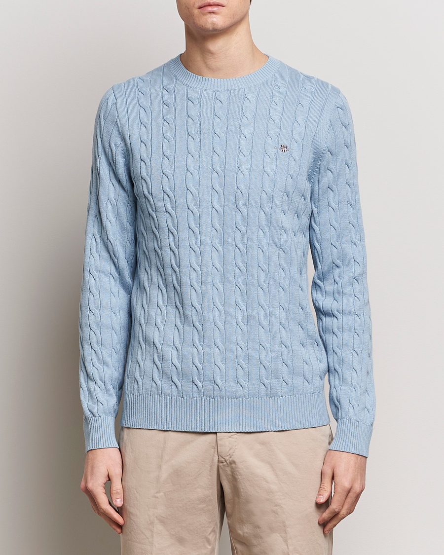 Herren |  | GANT | Cotton Cable Crew Neck Pullover Dove Blue