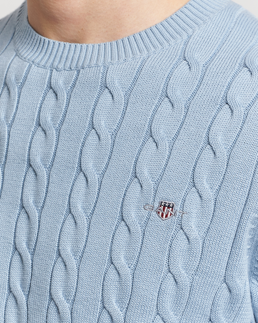 Herren | Pullover | GANT | Cotton Cable Crew Neck Pullover Dove Blue