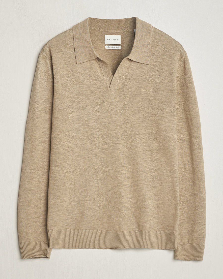 Herren | Pullover | GANT | Cotton/Linen Knitted Polo Dried Clay