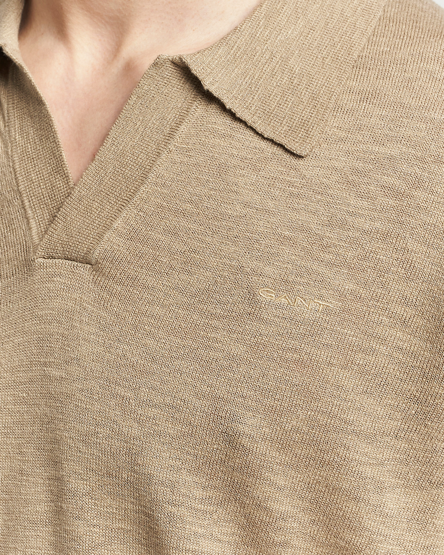 Herren | Pullover | GANT | Cotton/Linen Knitted Polo Dried Clay