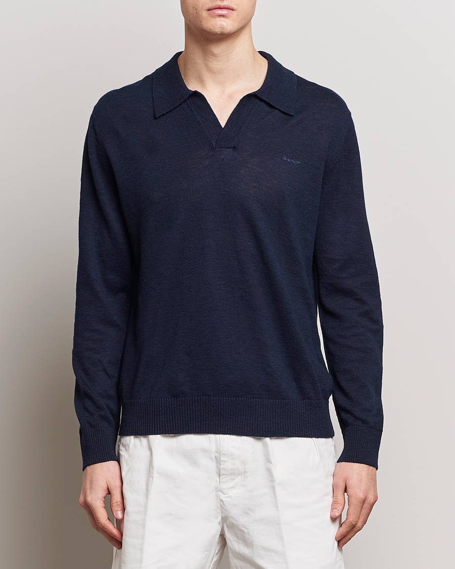 Herren | Treue-Rabatt für Stammkunden | GANT | Cotton/Linen Knitted Polo Evening Blue