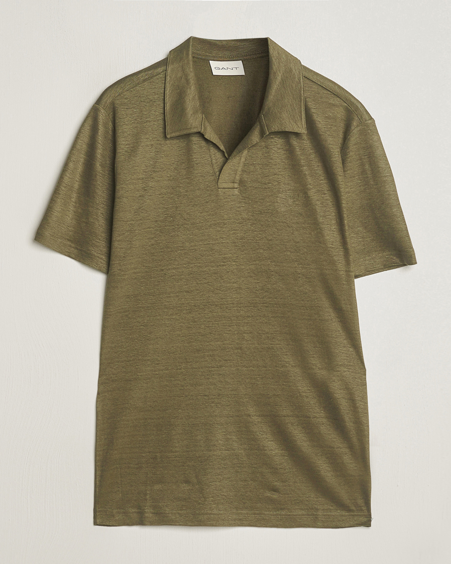 Herren | Poloshirts | GANT | Linen Polo Juniper Green
