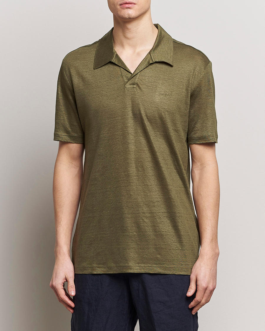 Herren | Preppy Authentic | GANT | Linen Polo Juniper Green