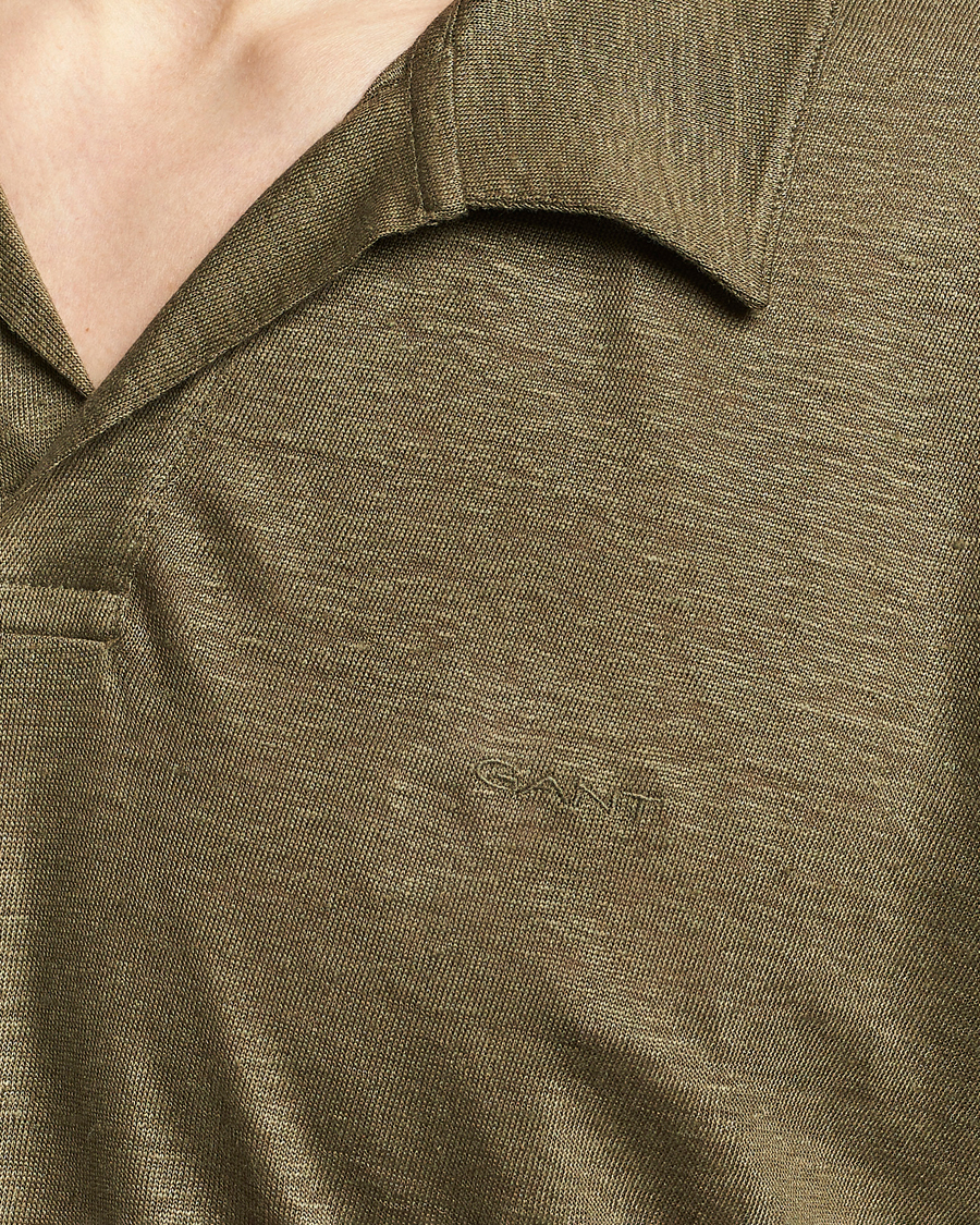 Herren | Poloshirts | GANT | Linen Polo Juniper Green