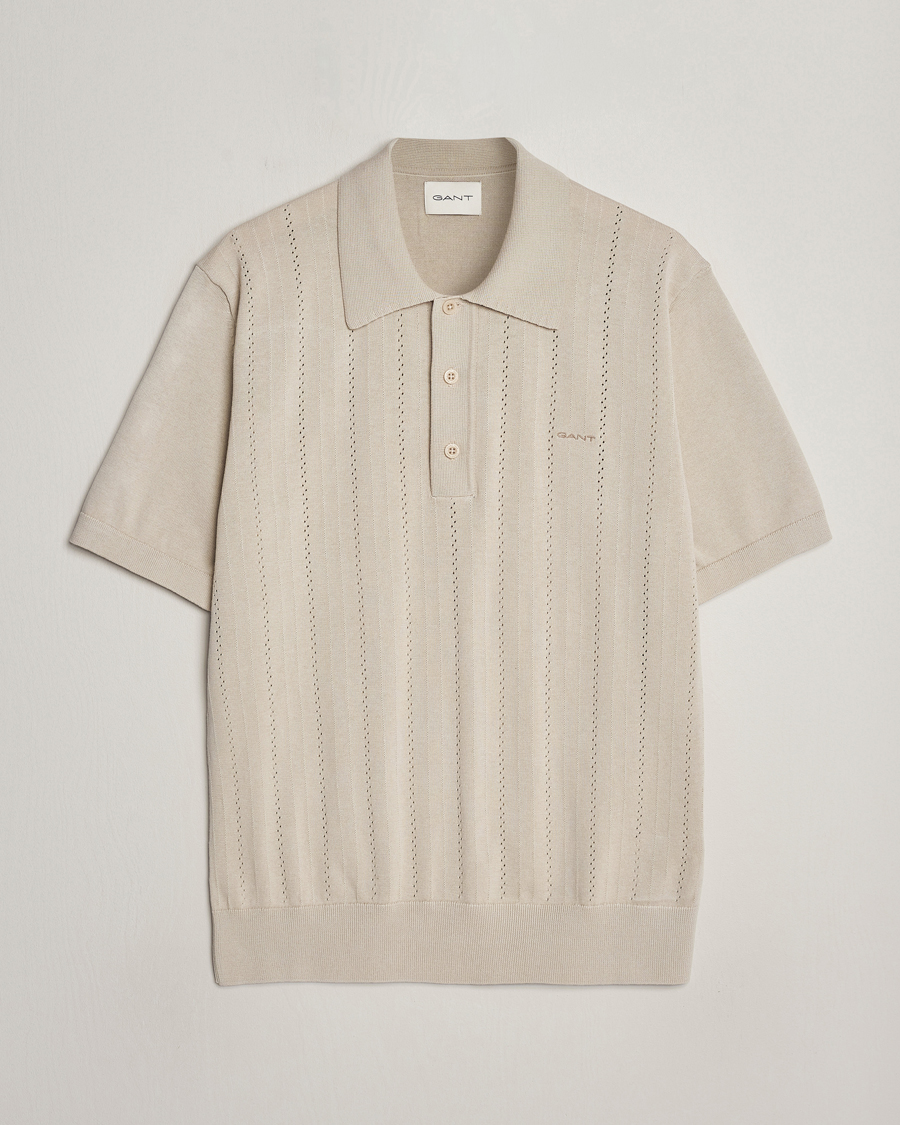 Herren | Poloshirts | GANT | Pointelle Structured Knitted Polo Silky Beige