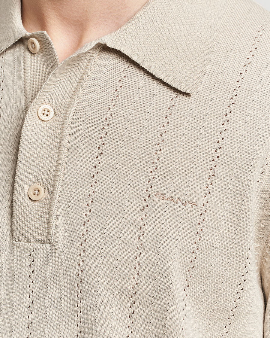 Herren | Poloshirts | GANT | Pointelle Structured Knitted Polo Silky Beige