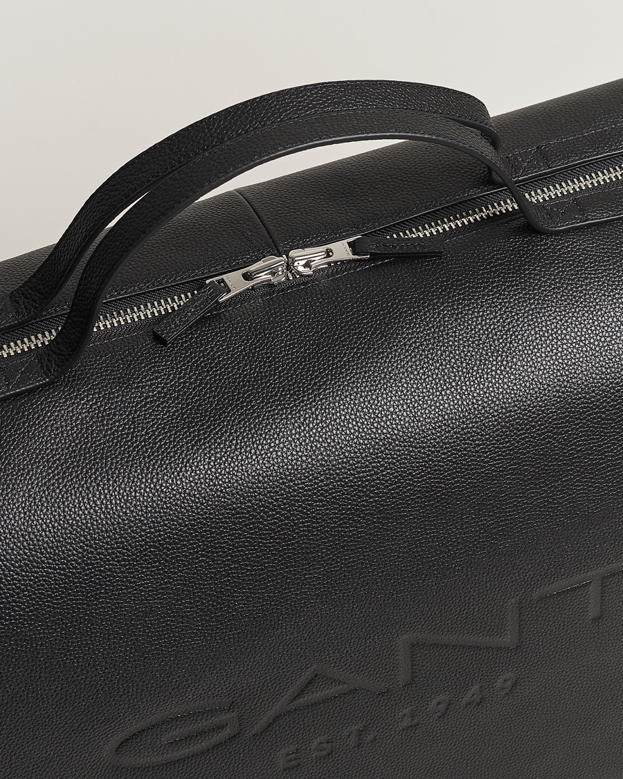 Herren | GANT Leather Weekendbag Black | GANT | Leather Weekendbag Black