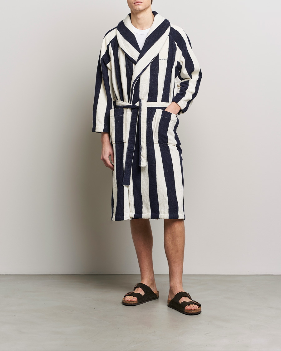 Herren | Schlafanzüge & Bademäntel | GANT | Striped Robe Evening Blue/White