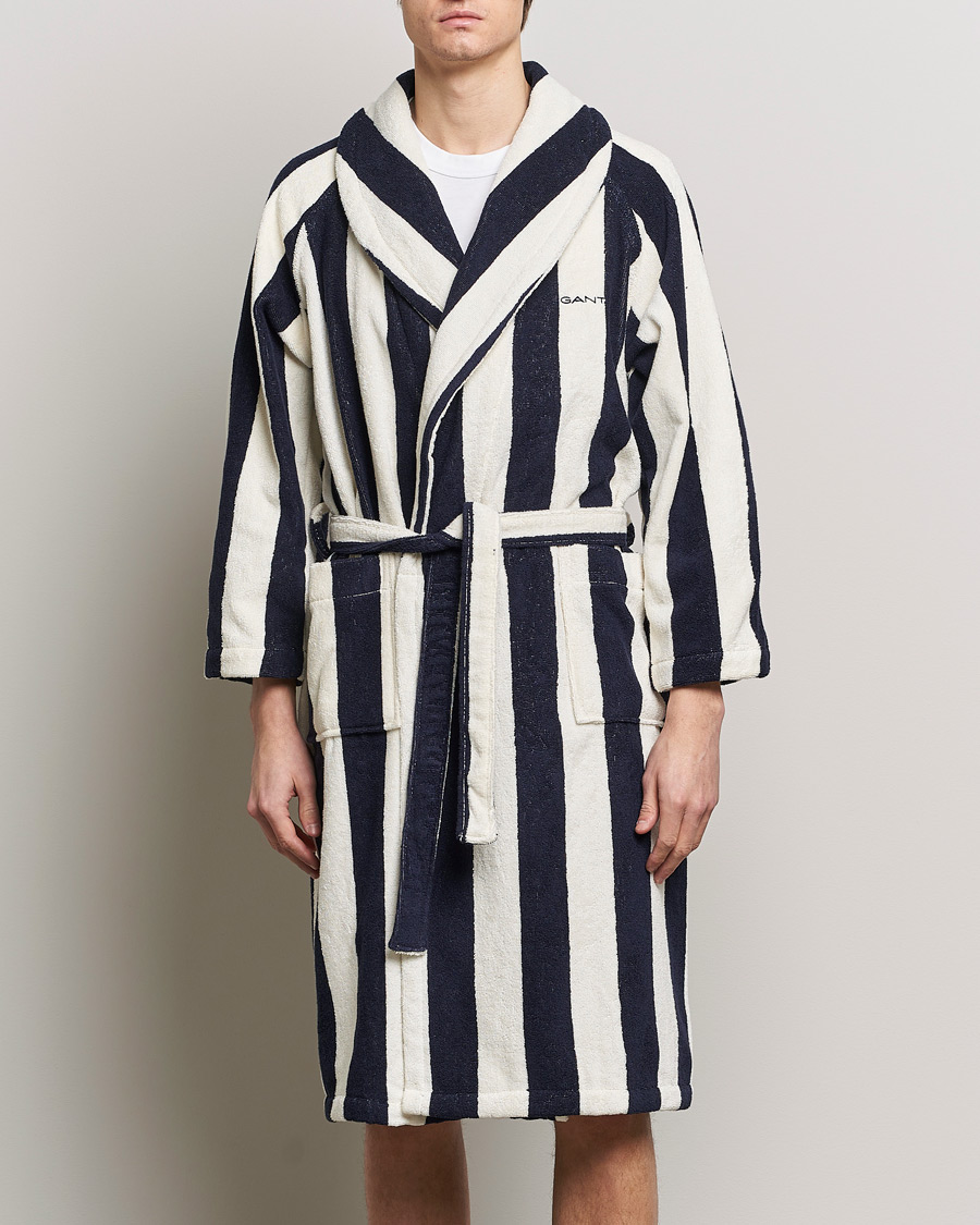 Men | Robes | GANT | Striped Robe Evening Blue/White