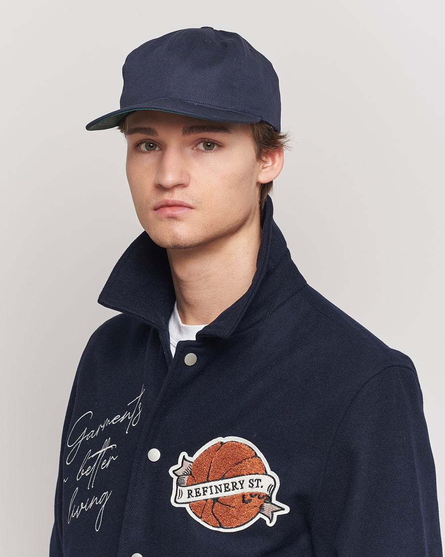 Herr | Accessoarer | Ebbets Field Flannels | Made in USA Unlettered Cotton Cap Navy