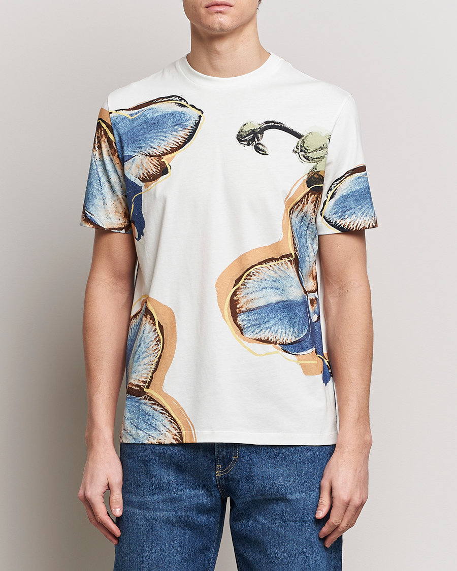 Herr | Kortärmade t-shirts | Paul Smith | Organic Cotton Printed Orchid T-Shirt White