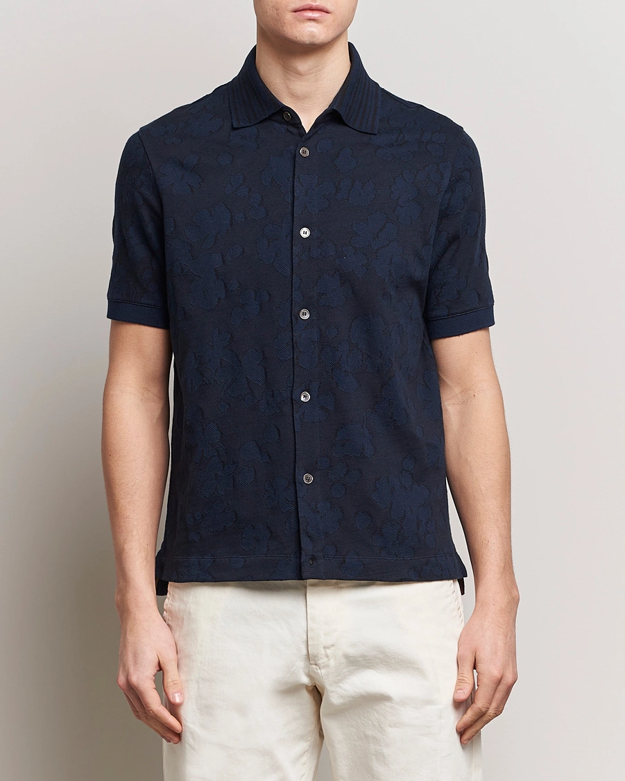 Herr | Kläder | Paul Smith | Floral Jacquard Short Sleeve Shirt Navy